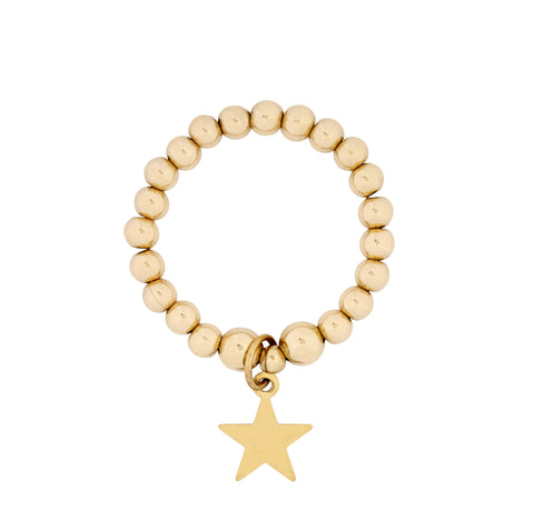 Gold Star Charm Stretch Ring