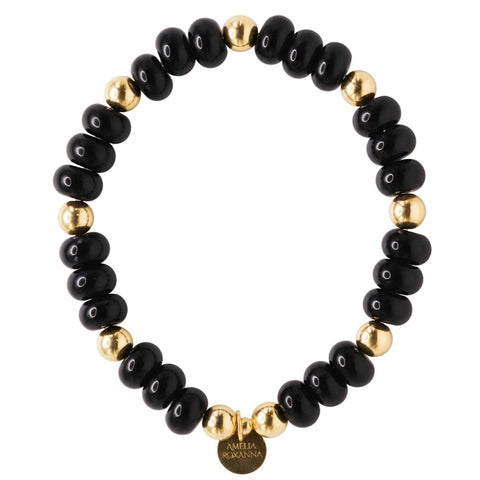 Chunky Black Onyx and Gold Bracelet