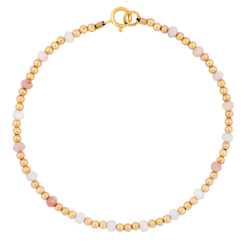 Dainty Gold and Scattered Pink Opal Bracelet