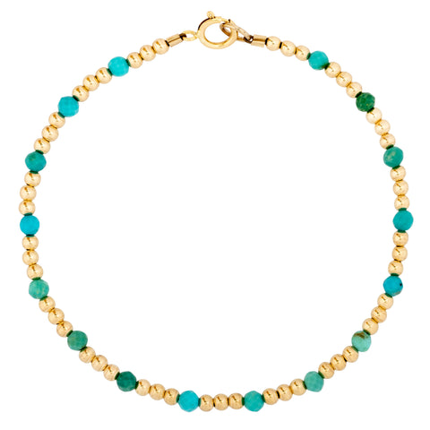 Dainty Gold and Scattered Turquoise Bracelet