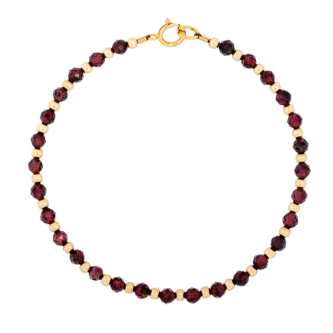 Dainty Gold and Garnet Bracelet