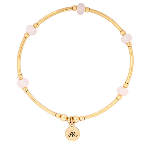 Golden Aurora Tube and Rose Quartz Bracelet