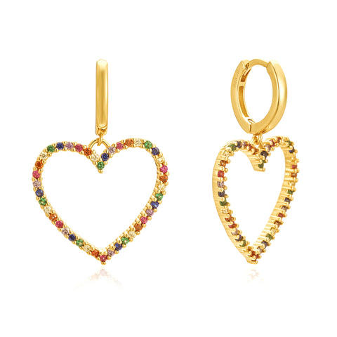 Rainbow Love Heart Earrings