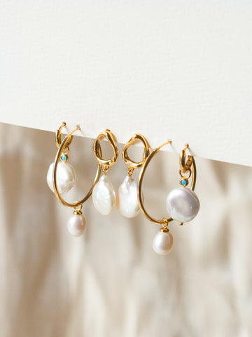 Abstract Pearl Earrings