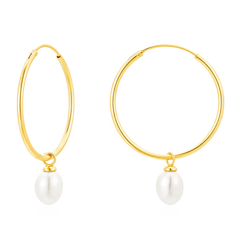 Pearl Charm Hoops