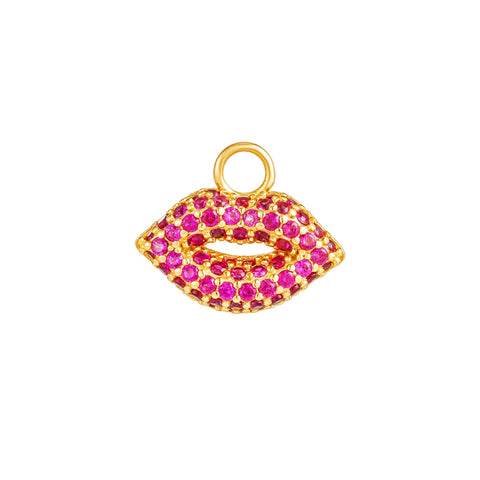 Encrusted Hot Pink Lips Charm