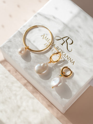 Pearl Charm Hoops