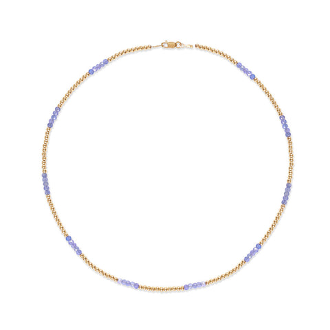 Dainty Tanzanite and gold necklace