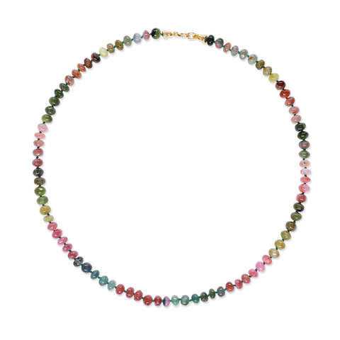 Rainbow Tourmaline knotted necklace