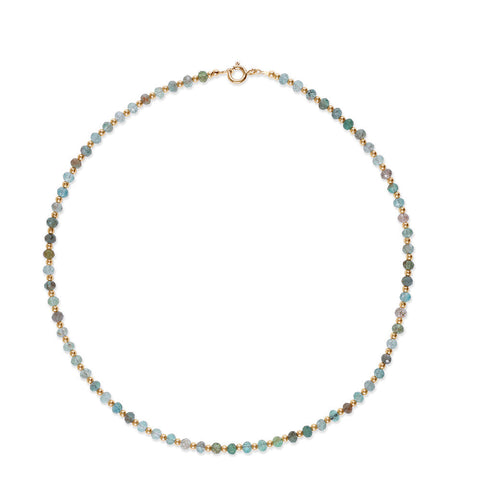 Dainty Neon Blue and gold ball necklace