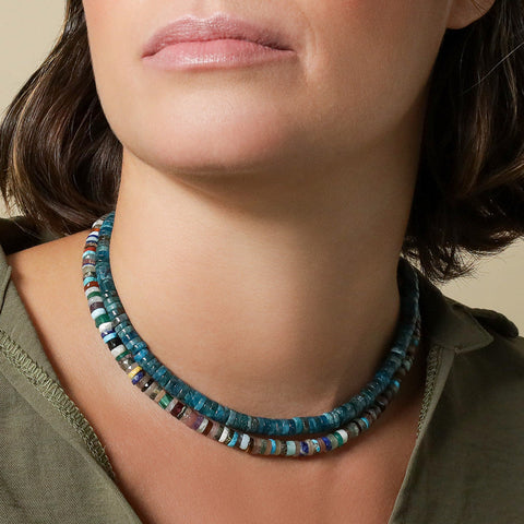 Multistone Rainbow Heishi Necklace
