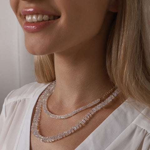 Faceted Moonstone half and half necklace