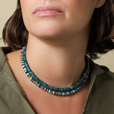 Chunky Heishi Apatite Necklace