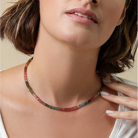 Faceted Rainbow tourmaline necklace